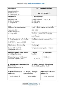 LIST PRZEWOZOWY ROZWIAZANIE